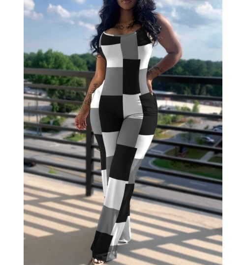 LW Plaid Print Cami Jumpsuit
