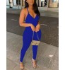 LW BASICS Cross Strap Backless Rib Knit Jumpsuit