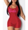 LW Barbie Letter Print Backless Romper