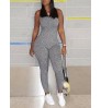 LW BASICS Casual U Neck Skinny Grey Jumpsuit
