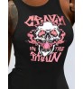 LW Skull Head Letter Print Cami Romper