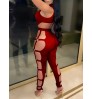 LW SXY Cut Out Metal Ring Decor Skinny Jumpsuit