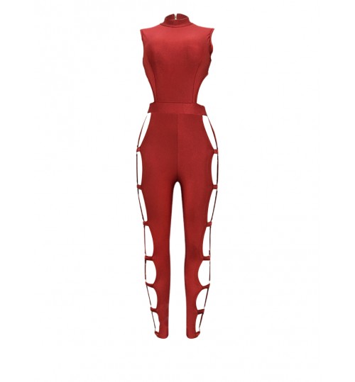 LW SXY Cut Out Metal Ring Decor Skinny Jumpsuit