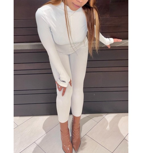 LW BASICS Letter Print Skinny Jumpsuit