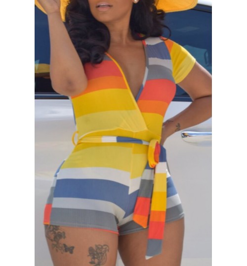 LW Trendy Striped Yellow One-piece Romper