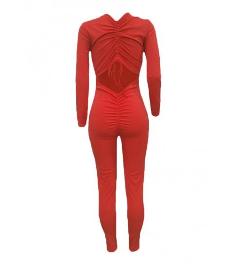 LW Drawstring Ruched Cut Out Jumpsuit