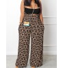 LW Geometric Print Wide Leg Overall Jumpsuit