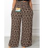 LW Geometric Print Wide Leg Overall Jumpsuit
