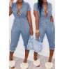 LW Leisure Buttons Design Blue One-piece Jumpsuit