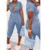 LW Leisure Buttons Design Blue One-piece Jumpsuit