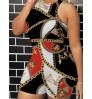 LW Chain Print Patchwork Skinny Romper