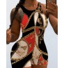 LW Chain Print Patchwork Skinny Romper