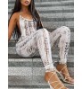 LW Plaid Print Backless Skinny Jumpsuit