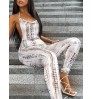 LW Plaid Print Backless Skinny Jumpsuit