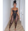LW SXY Zipper Design See Through Skinny Jumpsuit