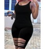 LW Leisure Hollow-out Black One-piece Romper