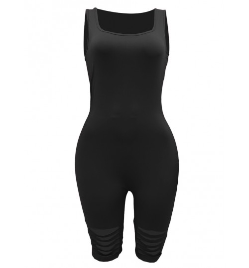 LW Leisure Hollow-out Black One-piece Romper