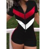 LW Casual Patchwork Black One-piece Romper