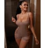 LW SXY Bandage Hollow-out Design Light Camel One-piece Romper