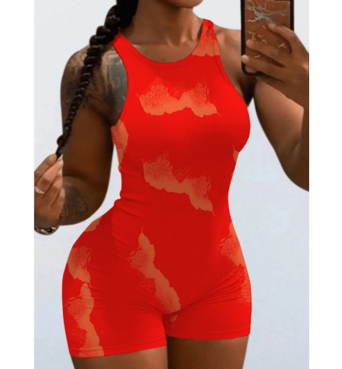 LW Tie Dye Rib Knit Cami Romper