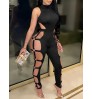 LW SXY Cut Out Metal Ring Decor Skinny Jumpsuit