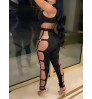 LW SXY Cut Out Metal Ring Decor Skinny Jumpsuit