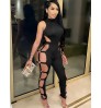 LW SXY Cut Out Metal Ring Decor Skinny Jumpsuit