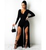 LW SXY V Neck Split Jumpsuit