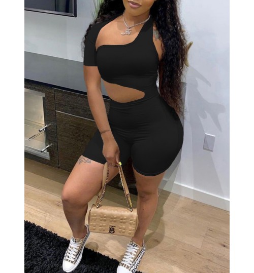 LW BASICS Asymmetrical Cut Out Skinny Romper