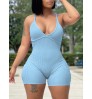 LW Casual Backless Rib-Knit Romper