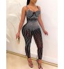 LW Rhinestone Pearl Embellished Bra Detail Jumpsuit