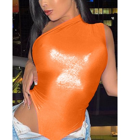 LW SXY One Shoulder Shiny Skinny Bodysuit