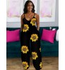 LW Sunflower Print Wide Leg One-piece Jumpsuit
