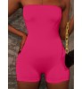 LW BASICS Casual Off The Shoulder Skinny Rose Red One-piece Romper