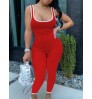 LW Sportswear Patchwork Red One-piece Jumpsuit