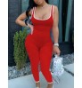 LW Sportswear Patchwork Red One-piece Jumpsuit
