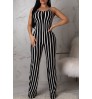 LW Sexy Striped Lace-up Hollow-out One-piece Jumpsuit(With Elastic)