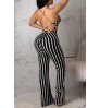 LW Sexy Striped Lace-up Hollow-out One-piece Jumpsuit(With Elastic)
