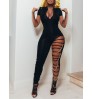 LW SXY Chain Decor Ripped Skinny Jumpsuit