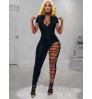LW SXY Chain Decor Ripped Skinny Jumpsuit