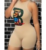 LW Cartoon Lover Letter Print Cami Romper