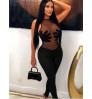 LW Palm Decor See Through Skinny Jumpsuit