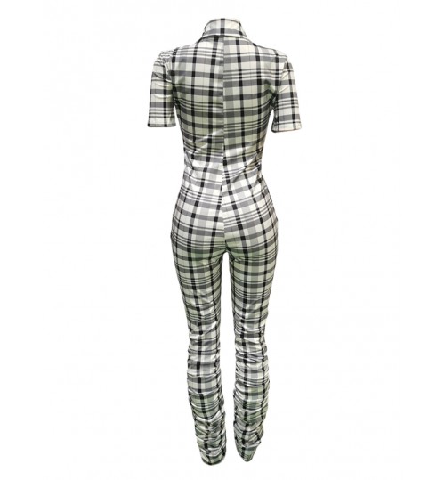 LW Plaid Print Stacked Jumpsuit