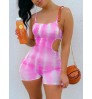 LW Street Tie-dye Hollow-out Pink One-piece Romper