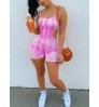 LW Street Tie-dye Hollow-out Pink One-piece Romper
