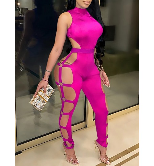 LW SXY Metal Ring Decor Cut Out Jumpsuit