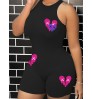 LW Broken Heart Print Rib Knit Romper