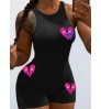 LW Broken Heart Print Rib Knit Romper