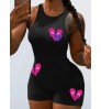 LW Broken Heart Print Rib Knit Romper