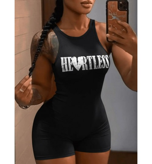 LW Broken Heart Letter Print Romper